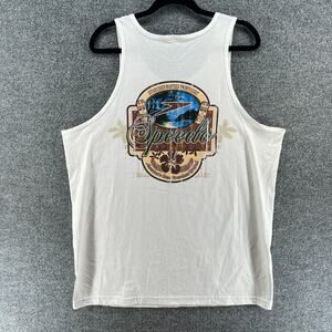 Speedo Shirt Mens XL White Tank Top Hawaiian Floral Beach‎ Surf Comfort Vintage